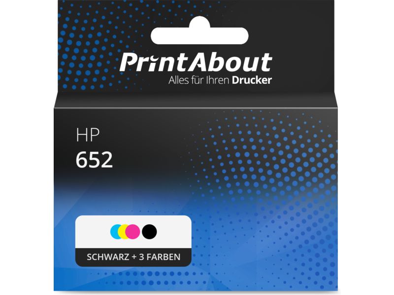 PrintAbout Druckerpatrone kompatibel mit HP 652 (F6V24AE) - Schwarz + 3 Farben - Multipack