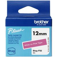 Brother Btag-P35 - Weiß auf rosa - Tape
