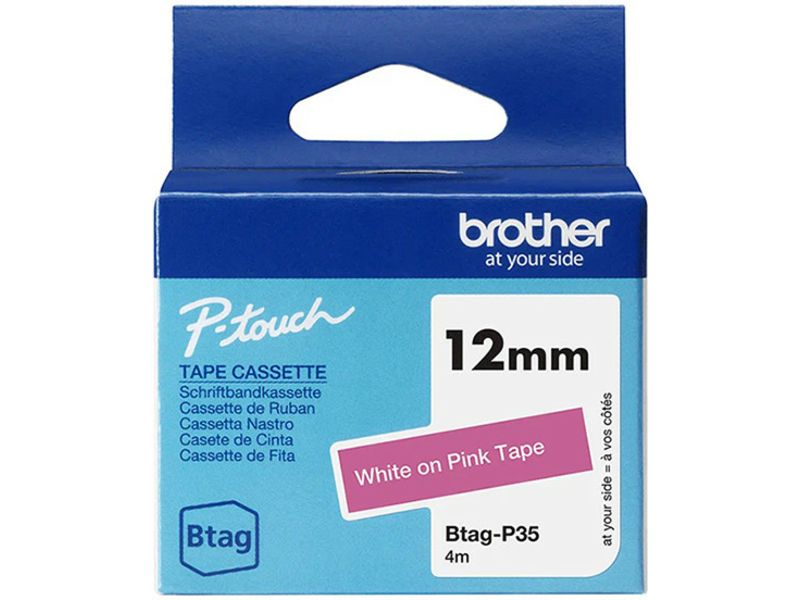 Brother Btag-P35 - Weiß auf rosa - Tape