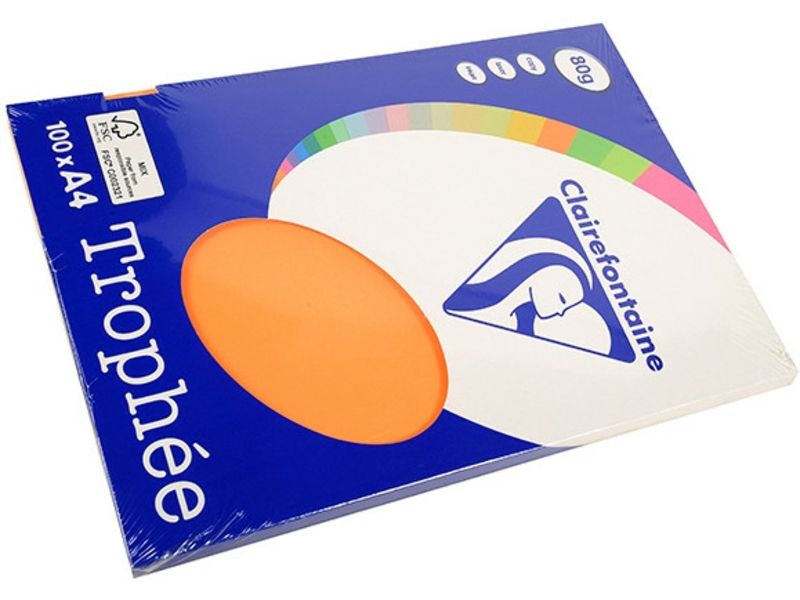 Clairefontaine Orange A4 Farbiges Papier 80 g/m² (100 Blatt)