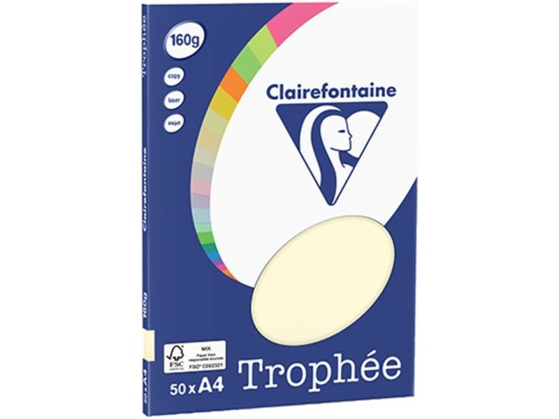 Clairefontaine Creme A4 Farbiges Papier 160 g/m² (50 Blatt)