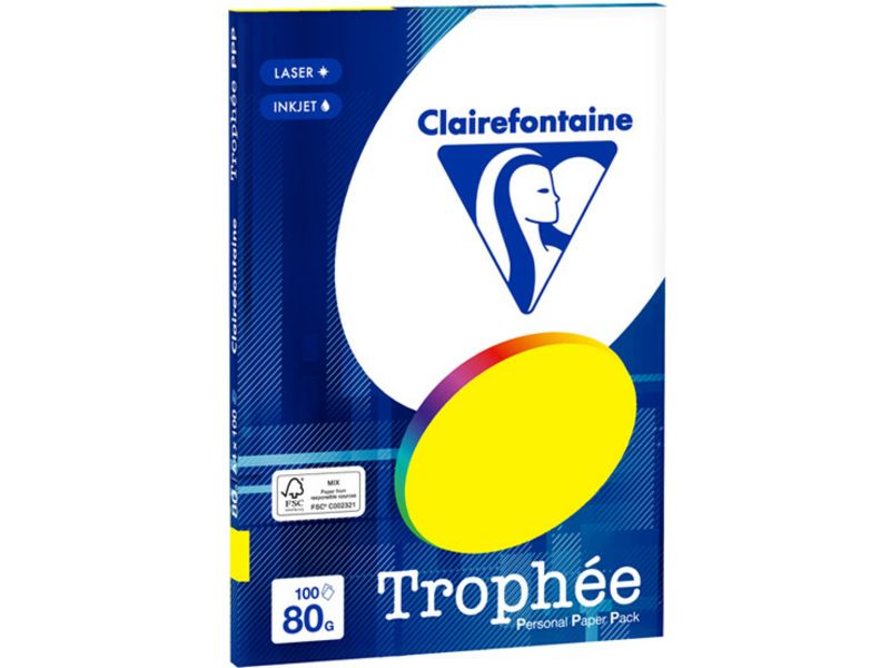 Clairefontaine Fluoreszierendes gelbes A4-Farbpapier 80 g/m² (100 Blatt)