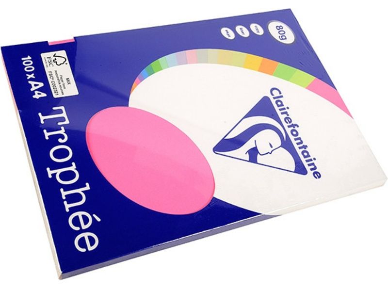Clairefontaine Fluoreszierendes rosa A4 Farbiges Papier 80 g/m² (100 Blatt)