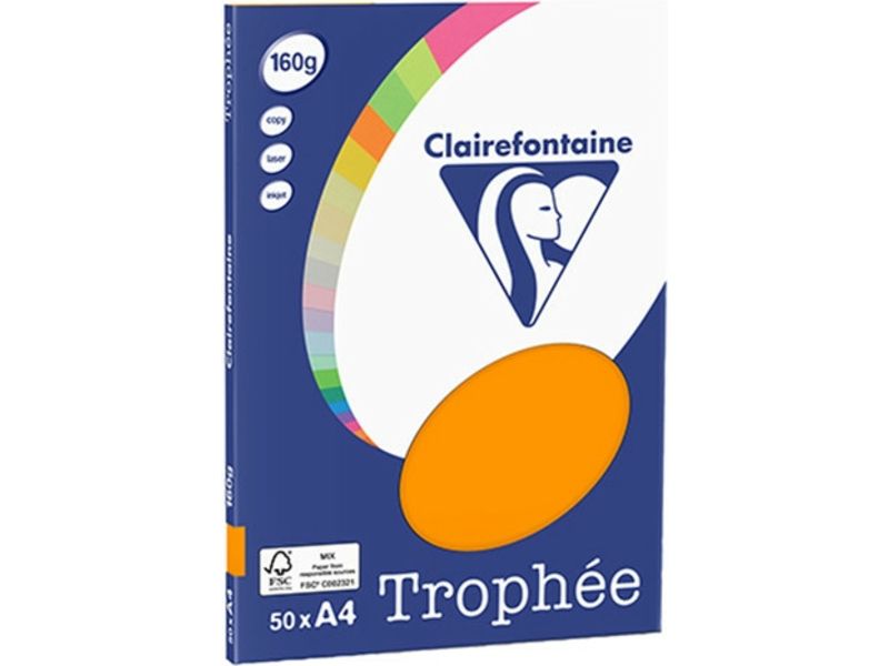 Clairefontaine Orange A4 Farbiges Papier 160 g/m² (50 Blatt)