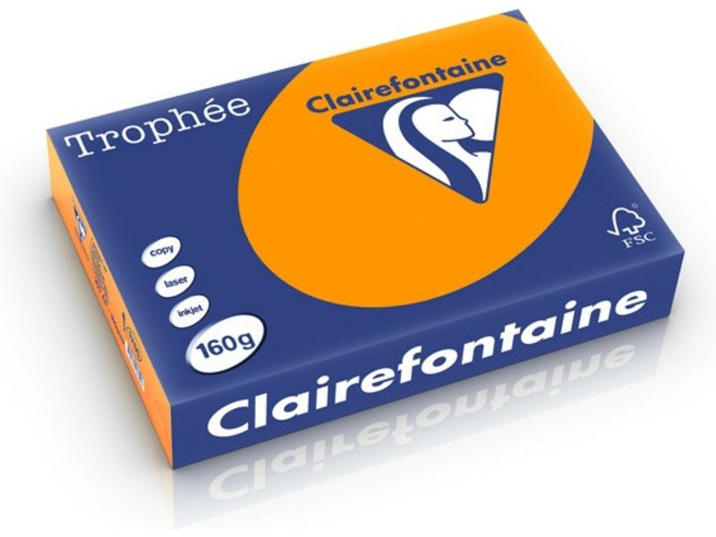 Clairefontaine Leuchtend orange A4 Farbiges Papier 160 g/m² (250 Blatt)