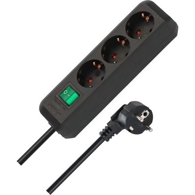 Brennenstuhl Eco-Line mit Schalter 3fach schwarz 1,5 m Steckdosenleiste