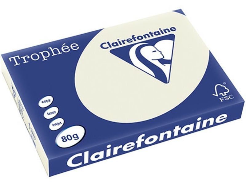 Clairefontaine Perlgrau A3 Farbiges Papier 80 g/m² (500 Blatt)