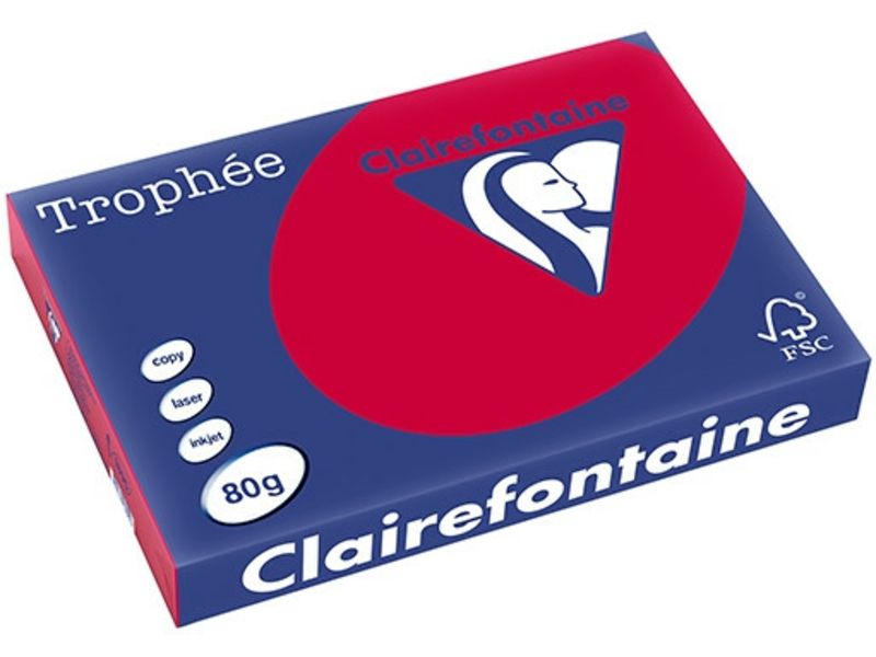 Clairefontaine Kirschrot A3 Farbiges Papier 80 g/m² (500 Blatt)
