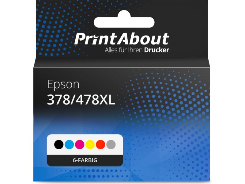 PrintAbout Druckerpatrone 378/478XL (C13T379D4010) 6-farbig Multipack Hohe Kapazität für Epson