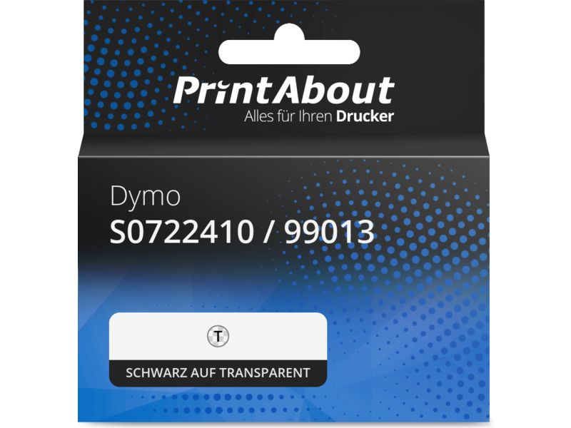 PrintAbout Startseite Marke Dymo 99013 (S0722410) (LabelWriter 5XL + 550) Etikett Schwarz auf transparent (36 mm x 89 mm)