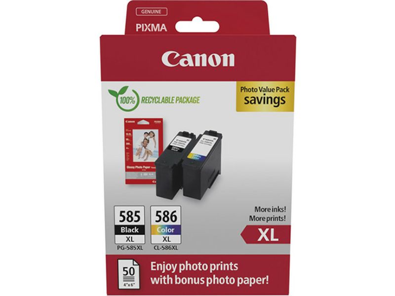 Canon PG-585XL + CL586XL + GP-501 - Schwarz + 3 Farben - Druckerpatrone - Hohe Kapazität - Multipack