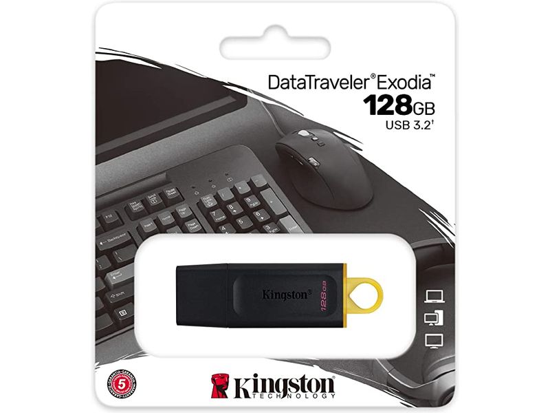 Kingston 128GB USB3.2 Gen1 DataTraveler Exodia (Black + Yellow) - USB-Stick