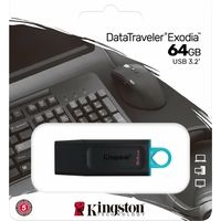 Kingston 64GB USB3.2 Gen 1 DataTraveler Exodia (Black + Teal) - USB-Stick