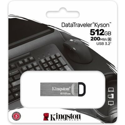 Kingston 512GB DataTraveler Kyson 200MB/s Metal USB 3.2 Gen 1 - USB-Stick