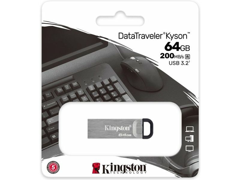 Kingston 64GB DataTraveler Kyson 200MB/s Metal USB 3.2 Gen 1 - USB-Stick