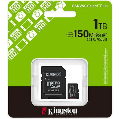 Kingston 1TB microSDXC Canvas Select Plus Gen3 150MB/s A1 Card + Adapter - SD-Karte