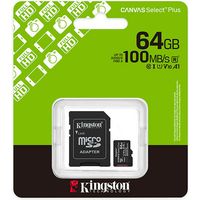 Kingston 64GB microSDXC Canvas Select Plus Gen3 100MB/s A1 Card + Adapter - SD-Karte