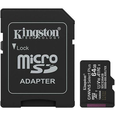 Kingston 64GB microSDXC Canvas Select Plus Gen3 100MB/s A1 Card + Adapter - SD-Karte