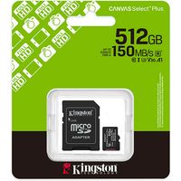 Kingston 512GB microSDXC Canvas Select Plus Gen3 150MB/s A1 Card + Adapter - SD-Karte