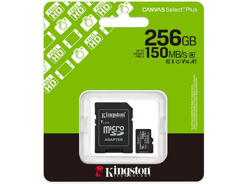 Kingston 256GB microSDXC Canvas Select Plus Gen3 150MB/s A1 Card + Adapter - SD-Karte