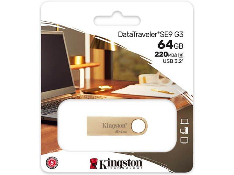 Kingston 64GB 220MB/s Metal USB 3.2 Gen 1 DataTraveler SE9 G3 - USB-Stick