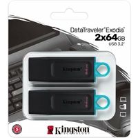 Kingston 64GB USB3.2 Gen 1 DataTraveler Exodia (Black + Teal) - 2x - USB-Stick