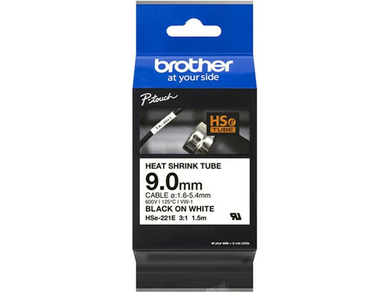 Brother HSe-221E - Schwarz auf weiß - Tape