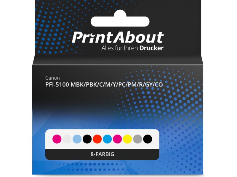 PrintAbout PFI-5100 MBK/PBK/C/M/Y/PC/PM/R/GY/CO Multipack 10 Farben
