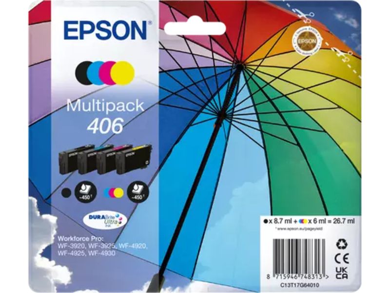 Epson 406XL (T17H6) - 4-farbig - Druckerpatrone - Hohe Kapazität - Multipack